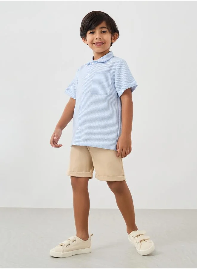 ستايلي Styli Short Sleeve Buttoned Shirt and Shorts Set