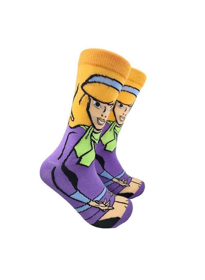 Multicolour Novelty Anime Crew Socks, Street Fashion Trendy Cotton Blend Socks, Casual Fashion Socks for Men & Women(5P)). - Image 5