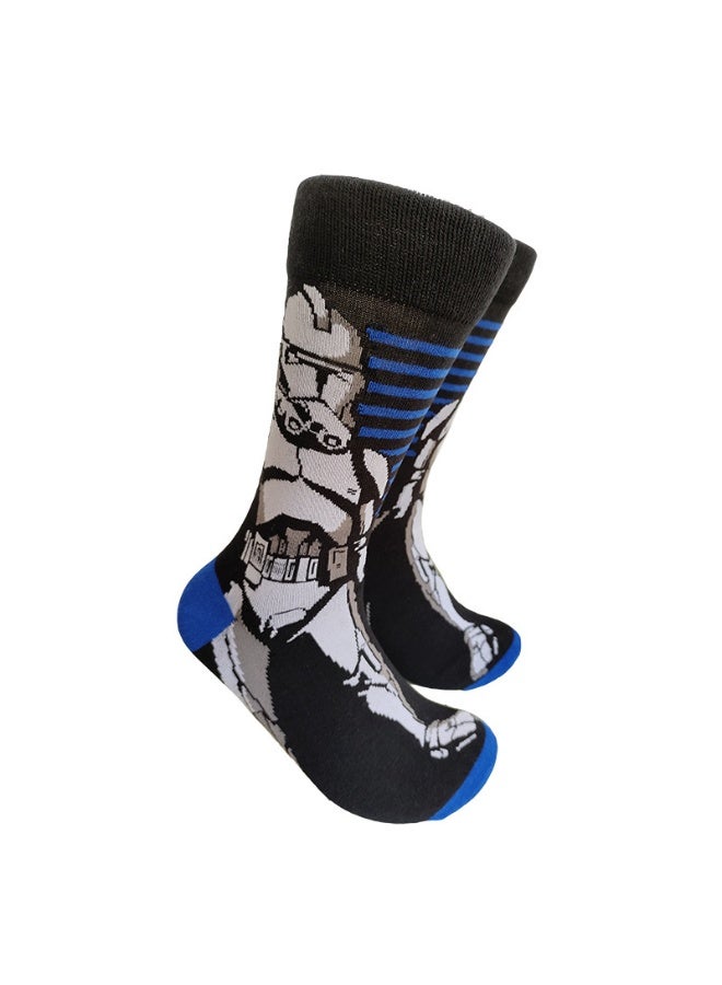 Multicolour Novelty Anime Crew Socks, Street Fashion Trendy Cotton Blend Socks, Casual Fashion Socks for Men & Women(5P)). - Image 1