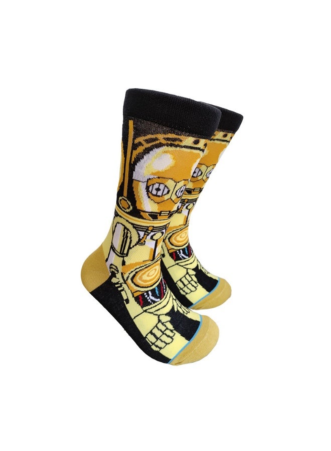 Multicolour Novelty Anime Crew Socks, Street Fashion Trendy Cotton Blend Socks, Casual Fashion Socks for Men & Women(5P)). - Image 3