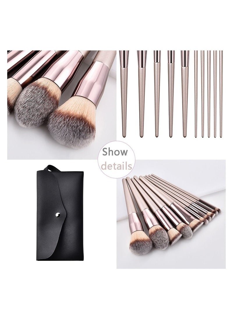10-piece Makeup Brush Set With PU Bag