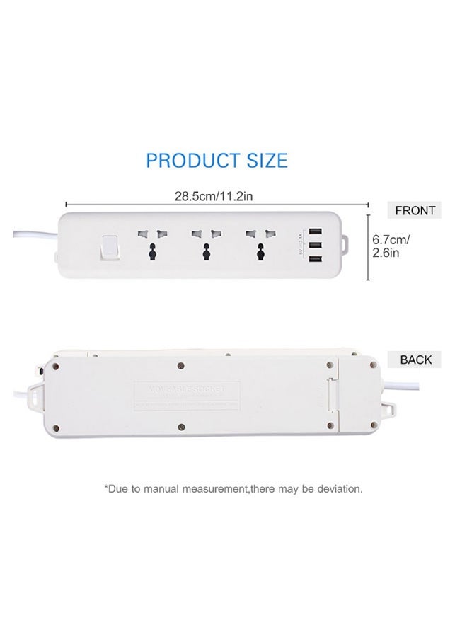 NIBEMINENT Three Way Power Strip White 28.5cm  - Image 2