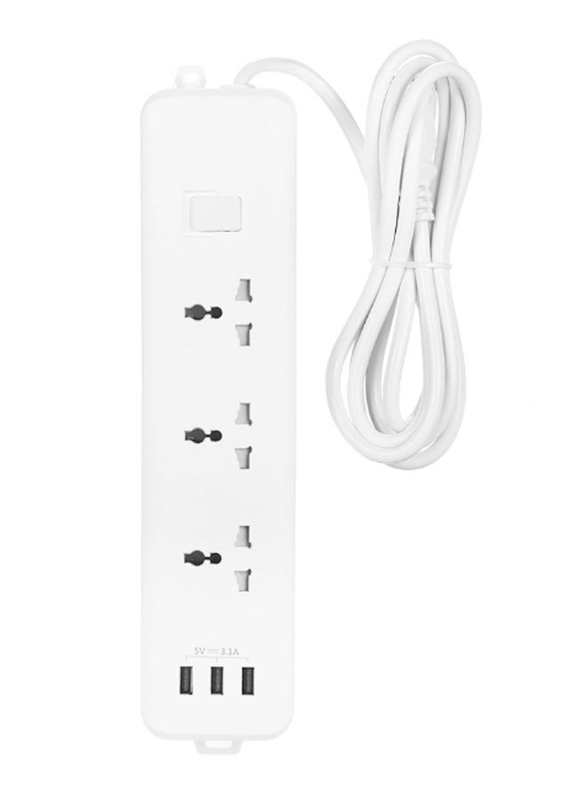 NIBEMINENT Three Way Power Strip White 28.5cm  - Image 1