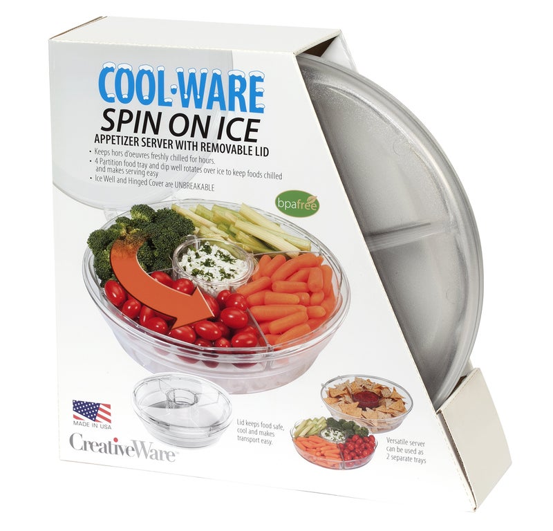 CreativeWare Cool-SPN Spin On Ice Serving Tray, Clear - Image 2