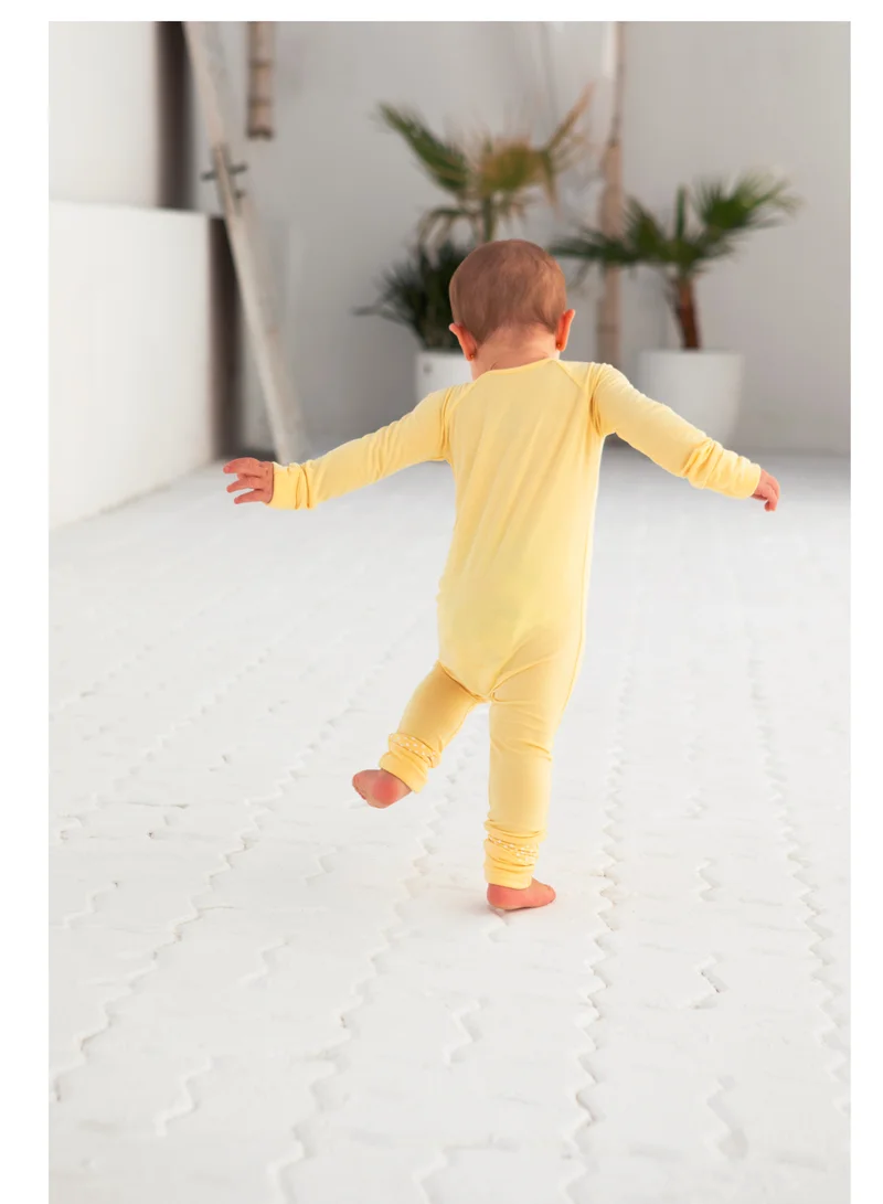 أنفي بيبي Organic Zipper Romper- Lemon 95% Bamboo 5% Spandex