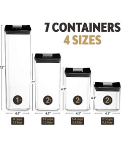TYCOM Food Storage Containers Swift 7 Pieces BPA Free Plastic Cereal Containers with Easy Lock Lids for Kitchen Pantry Organization and Storage  - Image 2