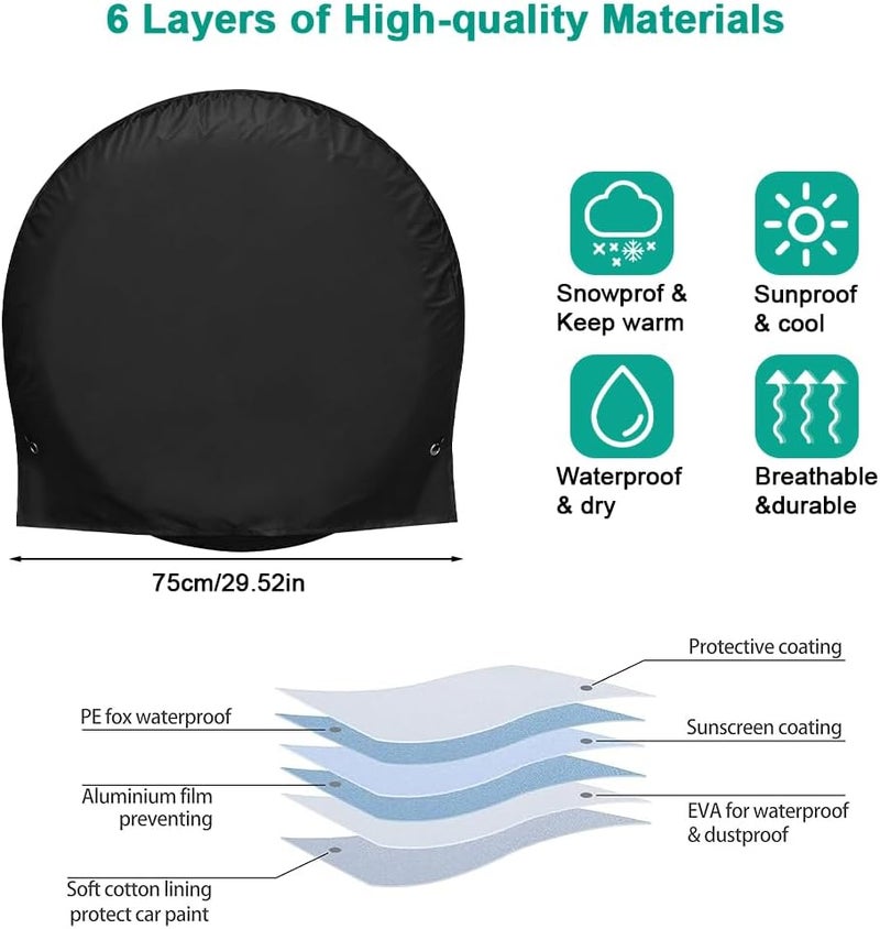 ELEPHANTBOAT STHIRA®Tire Cover for 30-32'' Tire, 210D UV Resistant Oxford Cloth, Waterproof and Mud Proof Reusable Wheel Protector for Car, SUV, RV, Trailer, Pack of 1 - Image 2