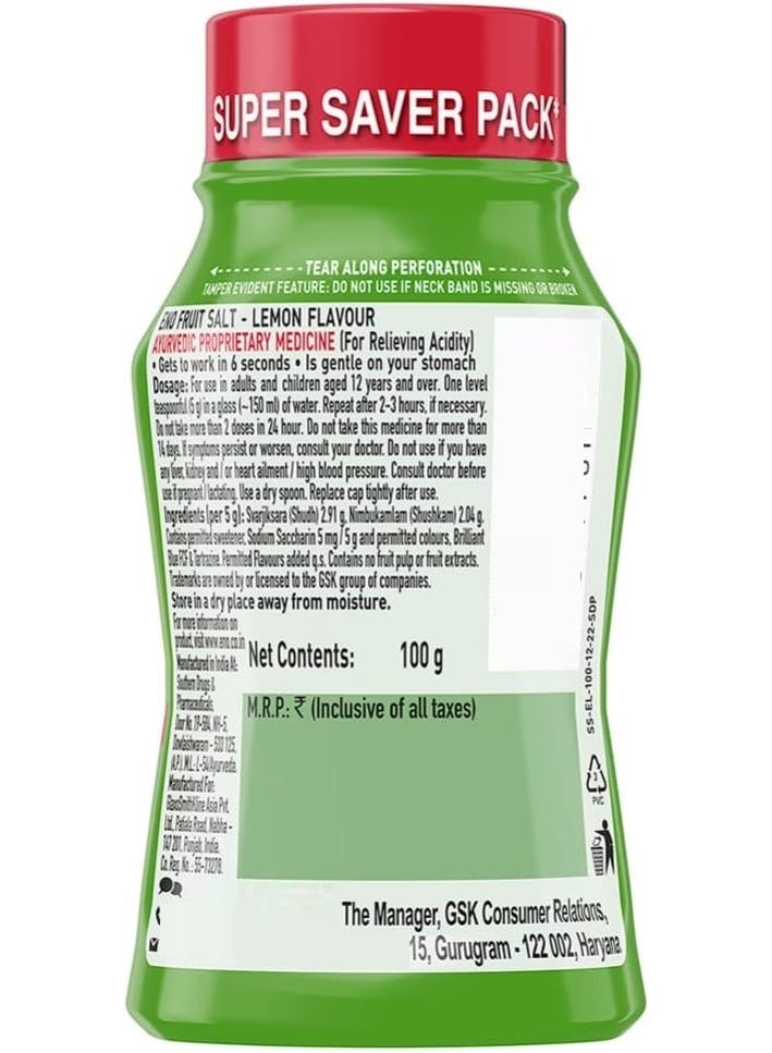 Eno Fruit Salt Lemon Flavour Effective Relief From Acidity 100G - Image 2