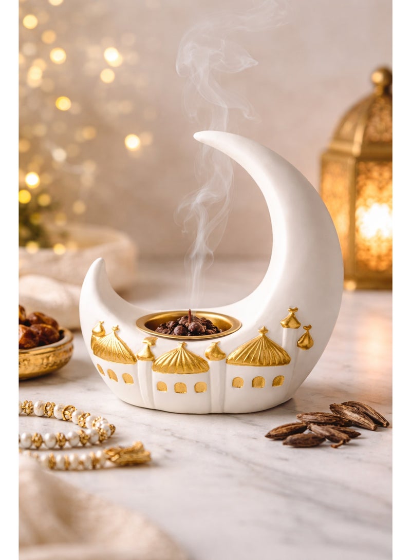 ba9ma Crescent Moon Incense Burner – Elegant Islamic Home Décor - Image 1