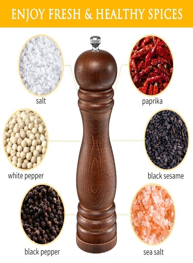 SCILLA Manual Wooden Salt and Pepper Grinder | Fine Grinding with Adjustable Coarseness Refillable Stainless Steel Mechanism | 8 inch Pepper Mill Grinder (Wooden Brown) - Image 5
