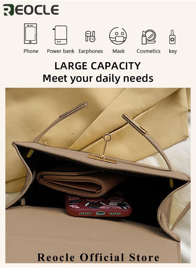 REOCLE - Women's Handbags Crossbody Bags Top Handle Satchel with Detachable Strap Luxury Tote Work Bag PU Fashion Designer Handbags Purses - Image 1
