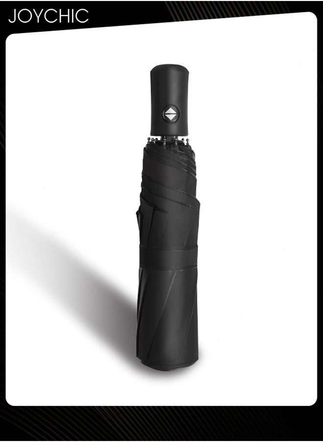 3-Folding Windproof UV Protection Sun Rain Automatic Umbrella Black/Green