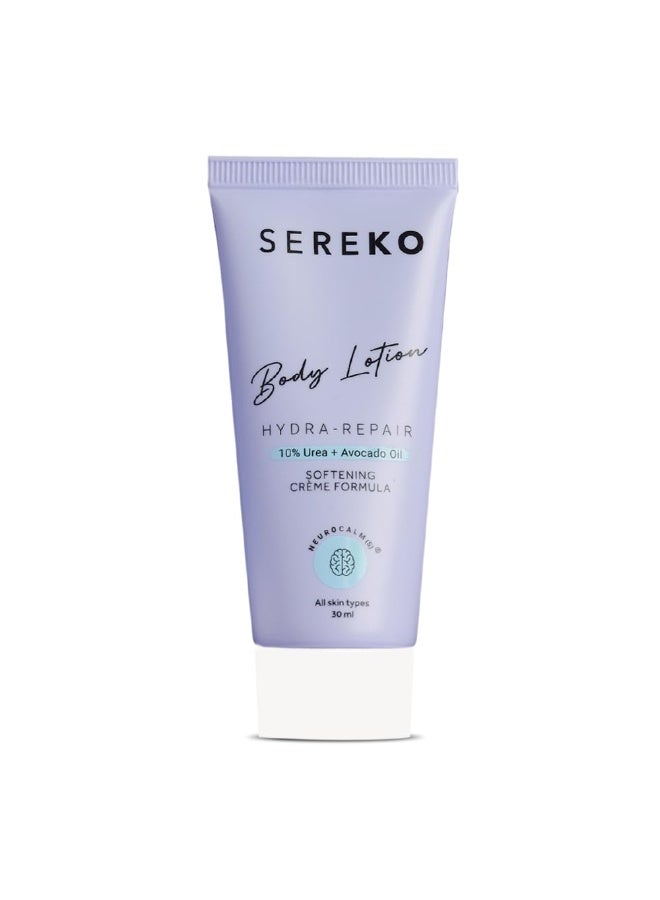 Sereko لوشن الجسم سيريكو هيدرا ريبير 10% يوريا وزيت الأفوكادو | لوشن للجسم 30 مل | لعلاج تشقق الساقين، وإزالة التصبغات، والبشرة الخشنة والمتكتلة | لوشن للجسم للرجال والنساء | خالٍ من أحماض ألفا هيدروكسي وبيتا هيدروكسي | تقشير لطيف | ترطيب يدوم 48 ساعة | للبشرة شديدة الجفاف والمتقشرة 30 مل - Image 1