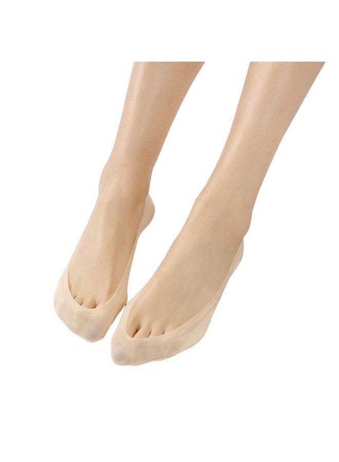 Jarseen 4 Pairs No Show Liner Socks Women's Low Cut Cotton Nylon Boat Invisible Hidden Socks Non-Slip for Flats, 4nude, Shoe Size: 5-8 - Image 3