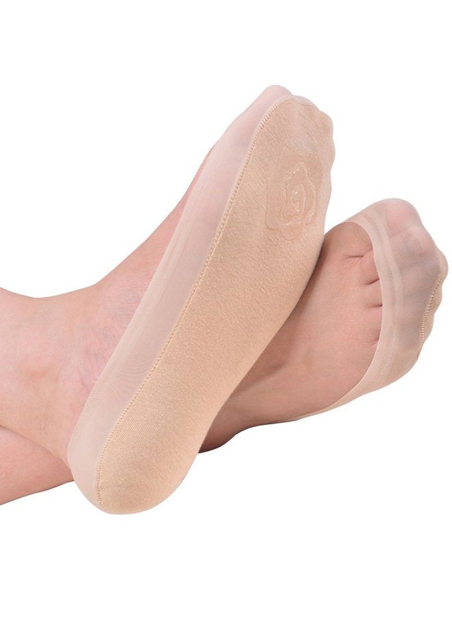 Jarseen 4 Pairs No Show Liner Socks Women's Low Cut Cotton Nylon Boat Invisible Hidden Socks Non-Slip for Flats, 4nude, Shoe Size: 5-8 - Image 2