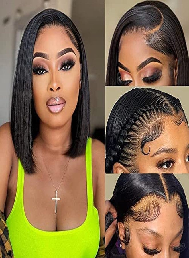 Superfect Bob Wig Human Hair 13x4 Lace Front Wigs for Black Women Human Hair 180% Density Short Bob Wigs Hd Transparent Pre Plucked Straight Frontal Wigs Human Hair (12 Inch, Bob Wig) - Image 2