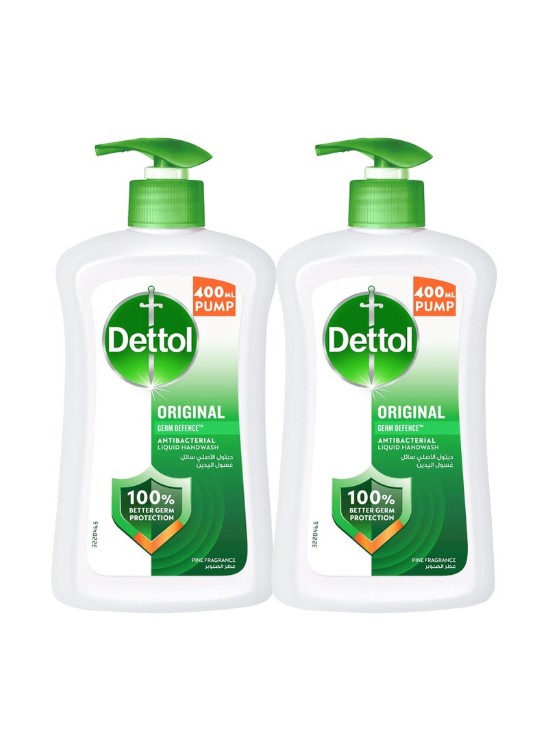 Dettol Original Handwash Liquid Soap Pump Pack of 2 white 400ml - Image 1