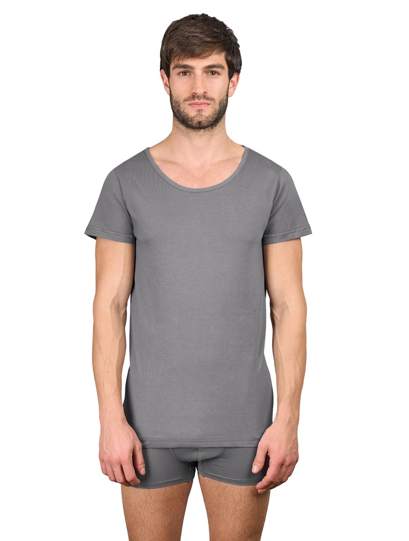 Dice® Men Half Sleeves 100% Cotton Undershirt Tri-Color Bundle of 3 (Black, Navy, Grey) - Image 2