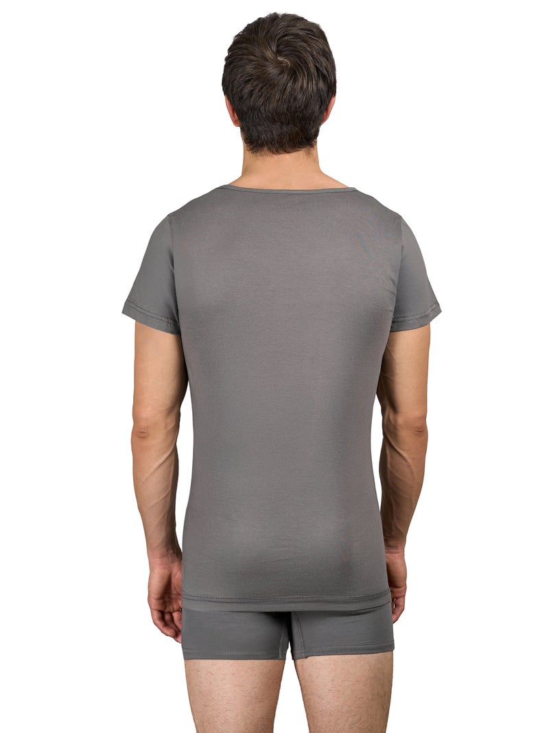 Dice® Men Half Sleeves 100% Cotton Undershirt Tri-Color Bundle of 3 (Black, Navy, Grey) - Image 3