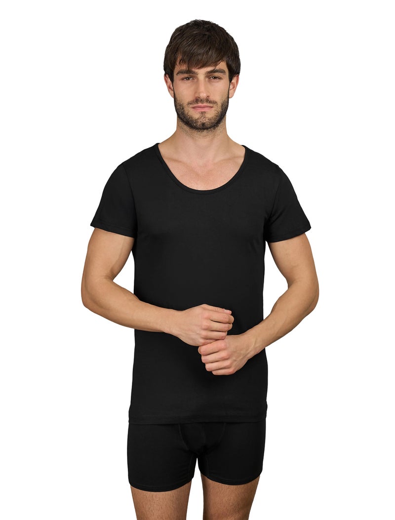 Dice® Men Half Sleeves 100% Cotton Undershirt Tri-Color Bundle of 3 (Black, Navy, Grey) - Image 4