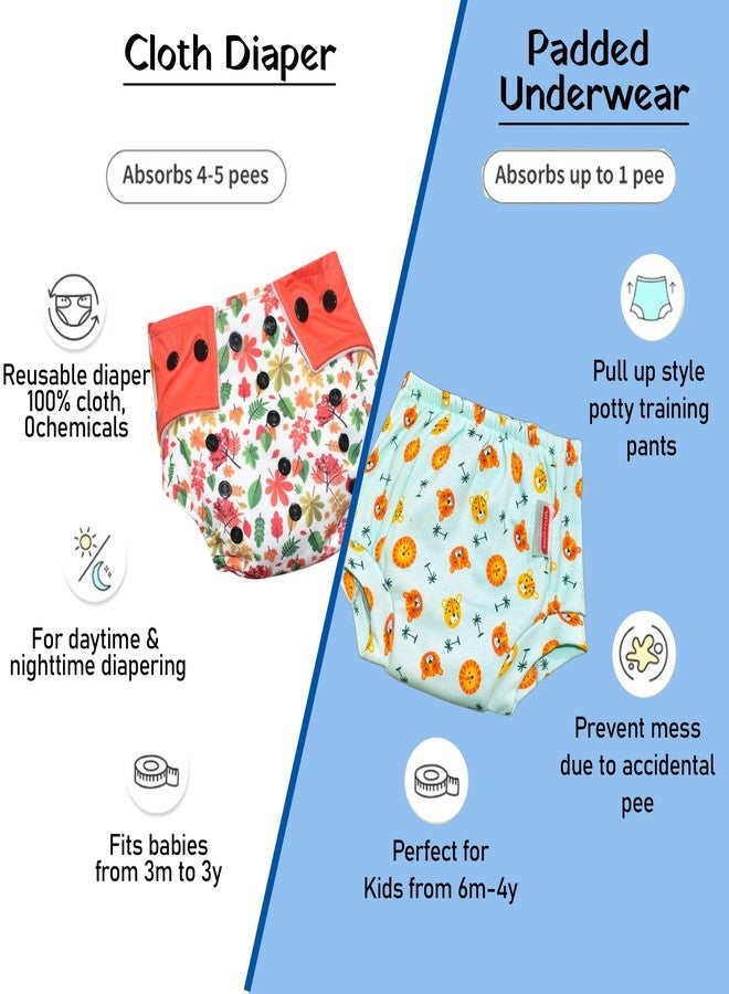 VParents Padded Underwear for Babies and Toddlers with 3 Layers of Cotton Padding Potty Training Pull Up & Diaper-Free Time Pack of 4 (1-2 years) Lion car Heart Galaxy - Image 5