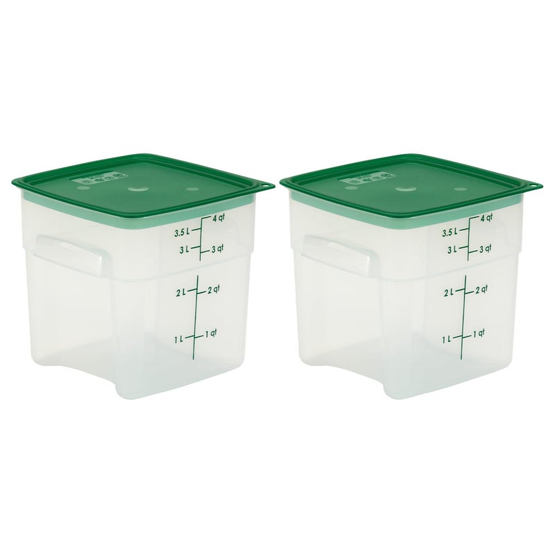 Cambro Food Storage Containers with Lids (BPA-Free) - 4 QT (Quart) Square Food Storage Container with Lid (2 Pack) - Image 1