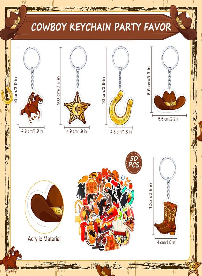 Nosiny 90 Pieces Cowboy Cowgirl Party Favor Supplies, Includes Silicone Bracelets Stretch Wristbands Acrylic Keychains and Cowboy Stickers for Western Themed Birthday Baby Shower Party Favors - Image 4