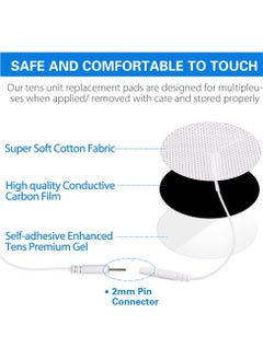 KASTWAVE 20PCS Round Electrodes Pads 1.25" Reusable Carbon Electrotherapy Pads for EMS Muscle Stimulator with 2.0 mm Pigtail Connectors Reusable Skin Patch for Muscle  - Image 2