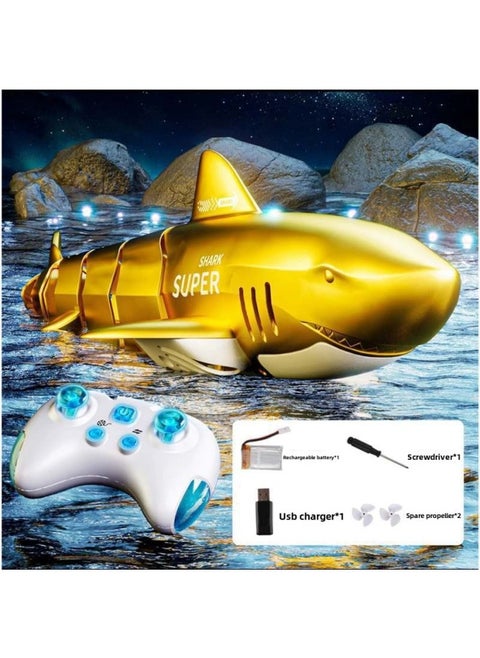 Water Remote Control Mechanical Python Rechargeable Water Remote Control Boat Electric Real Shark Python Model Children's Toys-Color:Simulated Gold-fully Waterproof Upgraded Waterproof Remote Control + Headlight-Specifications:Two Batteries In Total Can Be Used For About 60 Minutes