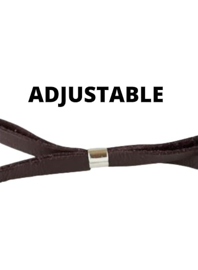 Arabest Black Faux Leather Our Lady of Mt. Carmel Scapular Bracelet, Adjustable Religious Devotional Fashion Jewelry, Confirmation Sponsor Gifts for Catholic Men and Women, 7 Inches - Image 4