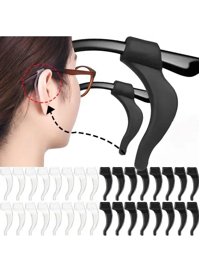 5 Pairs Black Anti Slip Eyeglass Temple Tips Comfortable Silicone Sleeves Secure Fit - Image 1