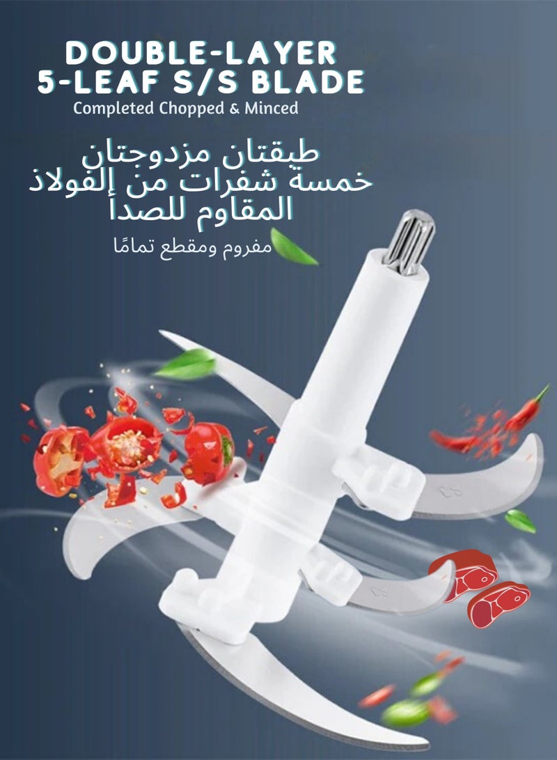 فرامة لحم كهربائية 5 لتر 850 واط بسرعتين متغيرة، وعاء ستانلس ستيل، محضرة طعام للحوم والخضروات والبصل والزنجبيل والثوم، مفرمة خلاط للاستخدام المنزلي / المطاعم / المطبخ - Image 3