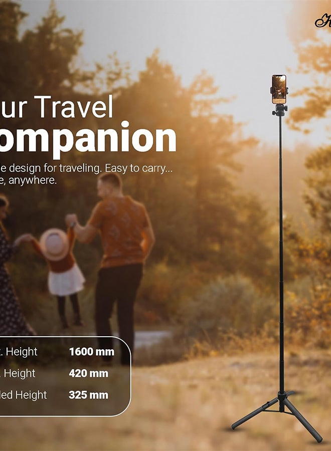 HIFFIN Renewed - HIFFIN HST-61 1.6 Meter Portable Tripod Selfie Stick with Wireless Remote and 360Â° Rotational Head - Image 5