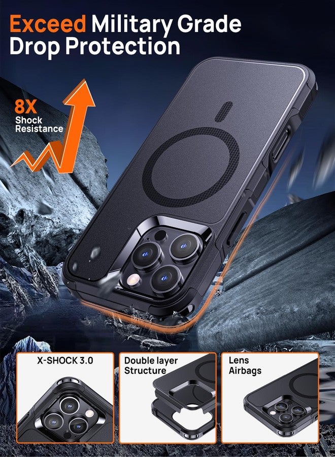 جراب Lanhiem المغناطيسي لهاتف iPhone 16 Pro Max، [عبوة من قطعتين من واقي الشاشة الزجاجي المقوى] [متوافق مع MagSafe] [مضاد للصدمات بدرجة عسكرية] غطاء متين شديد التحمل لهاتف iPhone 16 Pro Max (6.9 بوصة) - أسود - Image 5