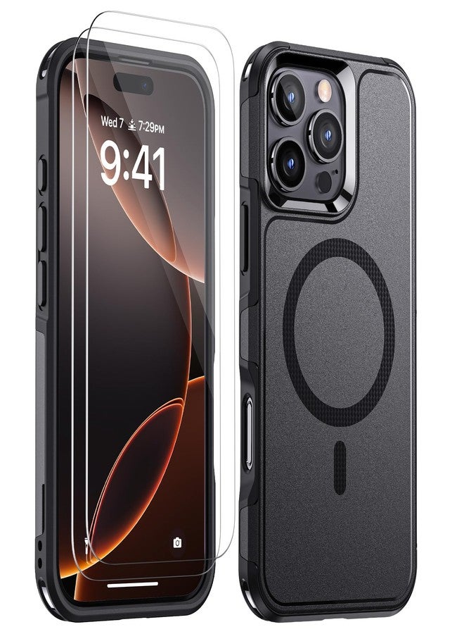 جراب Lanhiem المغناطيسي لهاتف iPhone 16 Pro Max، [عبوة من قطعتين من واقي الشاشة الزجاجي المقوى] [متوافق مع MagSafe] [مضاد للصدمات بدرجة عسكرية] غطاء متين شديد التحمل لهاتف iPhone 16 Pro Max (6.9 بوصة) - أسود - Image 1