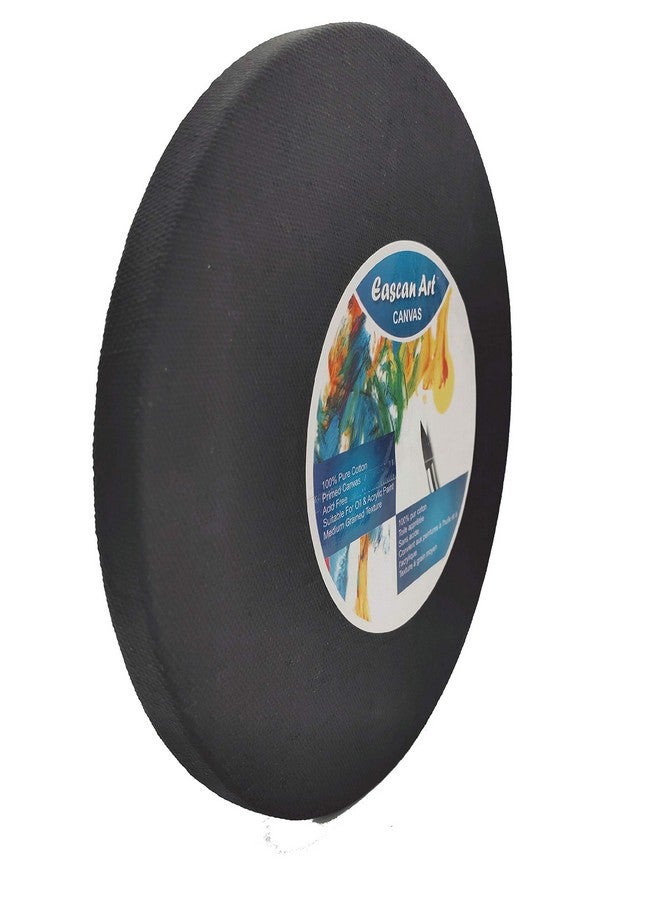 EASCAN ART Eascan 12-Inch Round Cotton Canvas for Painting | 10Oz Medium Grain Pre-Stretched Pack of 4 (Black) | Ideal for Artists & Beginners - Image 2