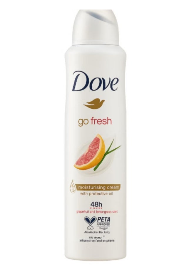 دوف بخاخ مزيل العرق دوف جو فريش برائحة الجريب فروت وعشب الليمون 250 مل - منعش وحماية طويلة الأمد من الروائح