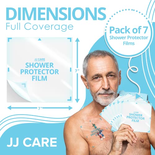 JJ CARE Shower Protector [Pack of 7], 7x7 Dialysis Catheter Shower Shileds Wound Cover, PICC Line Water Barrier, Colostomy Waterproof Bandage Protector, 1 Week Supply - Image 3
