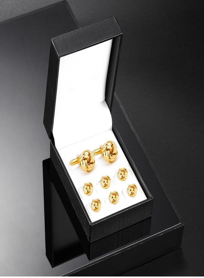 Wynameleri UJOY Gold Cufflinks and Tuxedo Studs Set Fashion Accessories for Men in Gift Box - Image 5