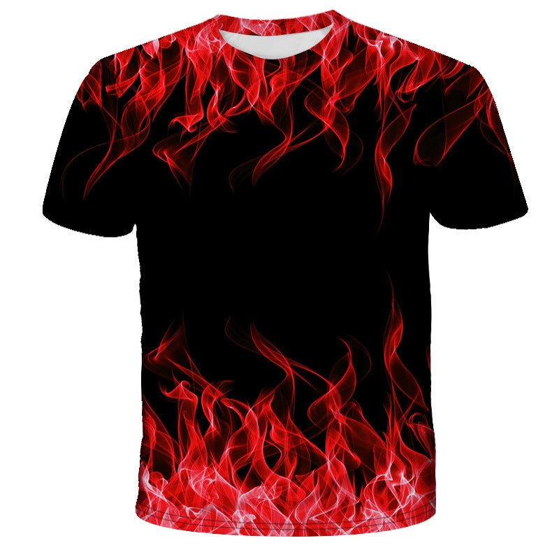 Summer Men'S Printing 3D Flame Short Sleeve T-Shirt A Generation Of Hair Can Do Children'S Clothing - Image 1