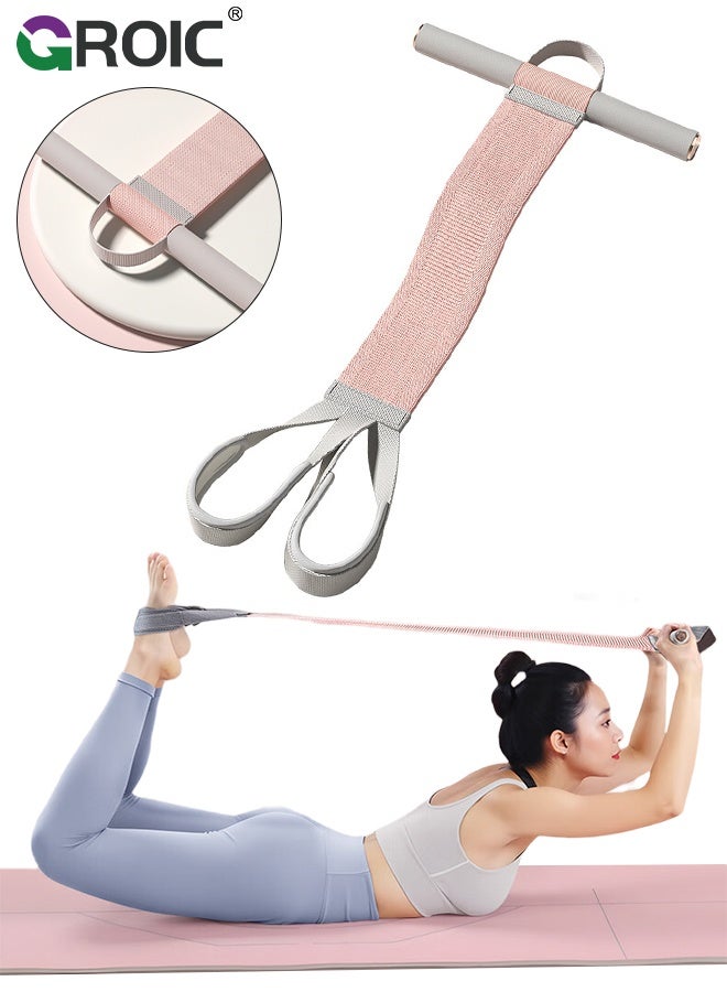 Foot Pedal Fabric Resistance Band with Handle - Home Fitness Equipment for Abdominal Toning, Arm & Leg Workout, Ankle Puller Sit-up Exercise, Multifunction Fitness Resistance Bands - Purple