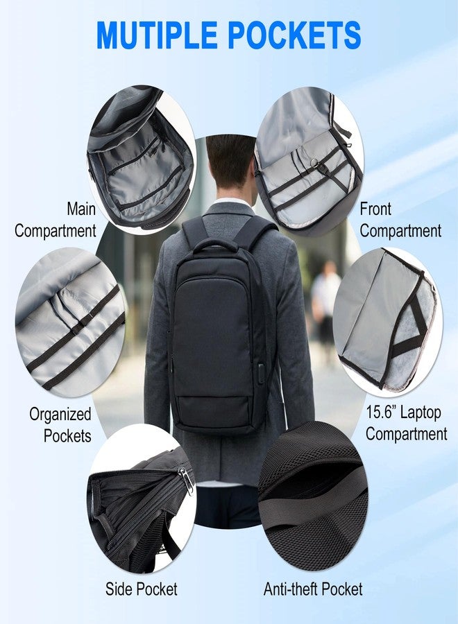 MANETTA Business Backpack for Men, Professional Work & Travel Backpack, Daypack with Anti-Theft Zipper, Casual Commuter Rucksack, Black - Image 3
