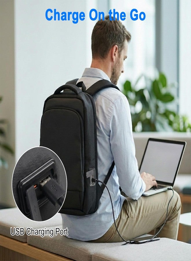 MANETTA Business Backpack for Men, Professional Work & Travel Backpack, Daypack with Anti-Theft Zipper, Casual Commuter Rucksack, Black - Image 5