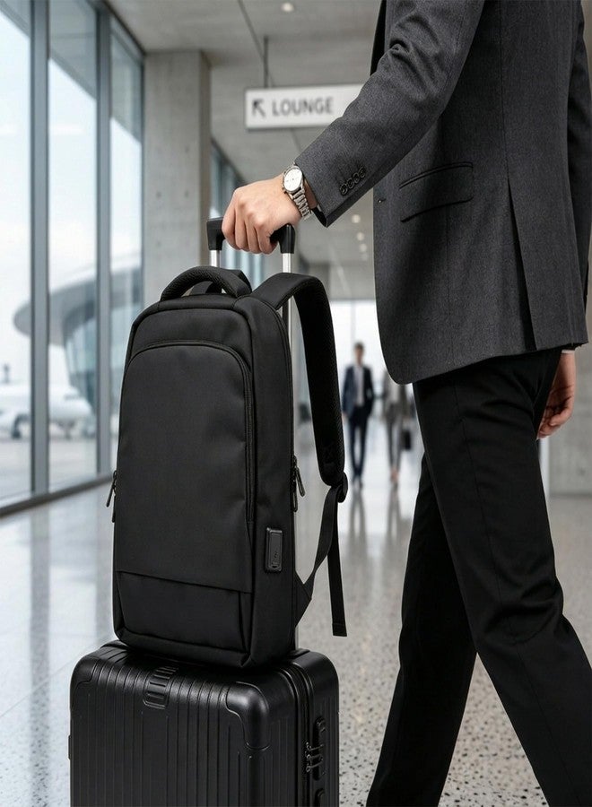 MANETTA Business Backpack for Men, Professional Work & Travel Backpack, Daypack with Anti-Theft Zipper, Casual Commuter Rucksack, Black - Image 2