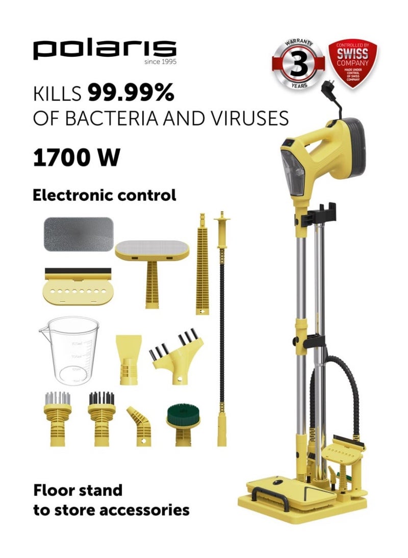Polaris PSC-1701C Steam Cleaner | 1700W | 5 Bar | Ready in 25s | Chemical-Free | 13 Accessories | LED Display - Image 1
