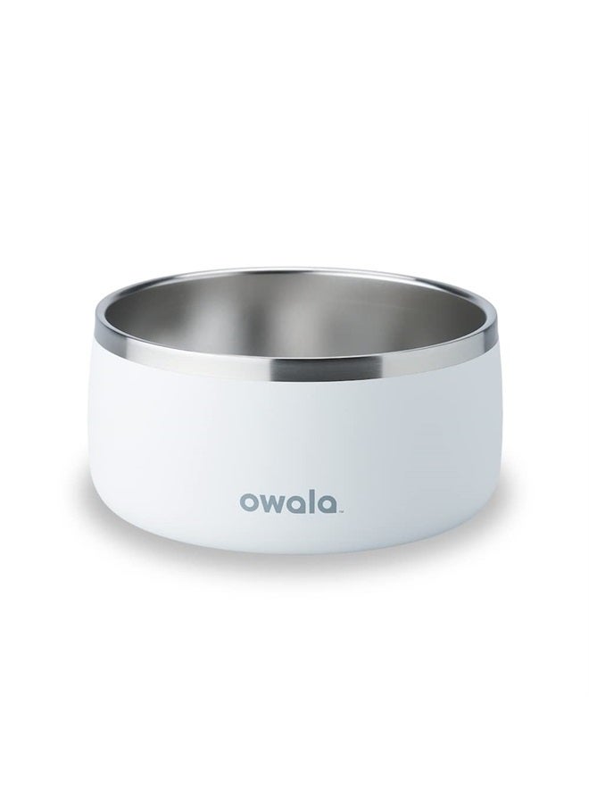 Owala Pet Bowl - Durable Stainless Steel, Food and Water Bowl for Dogs, Cats, and All Pets, Non-Slip Base, 48oz, White (Shy Marshmallow) - Image 1
