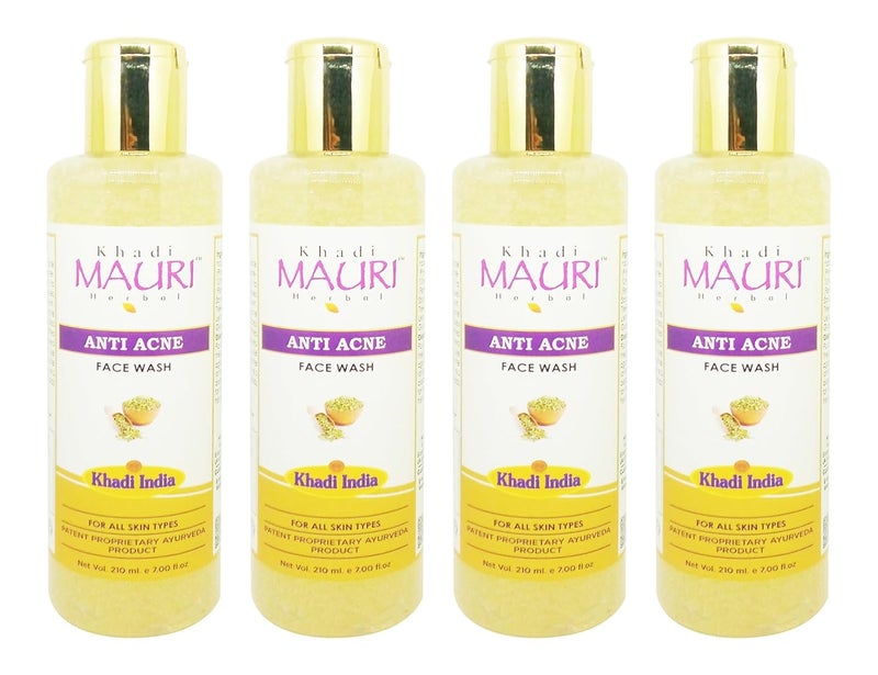 Khadi Mauri Anti Acne Face Wash For All Skin Types  Fights Acne Soothes Inflammation  Clears Skin  Oil Control  Gentle Cleansing  Pack of 4 210 ml Each  Total 840 ml