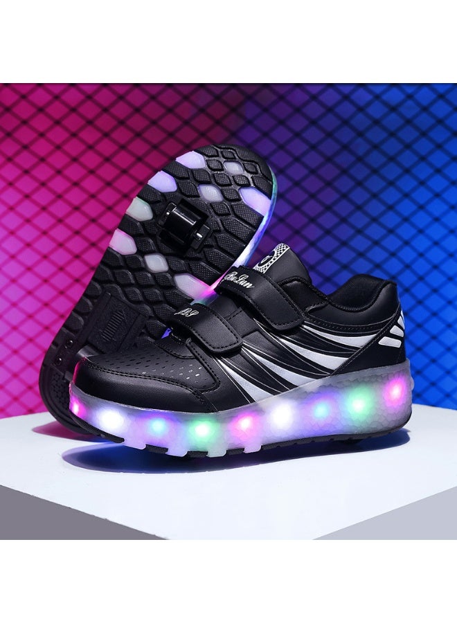 NIBEMINENT LED Flash Light Sneaker Skate Shoes with Wheels USB Charging Roller Skates Shoes