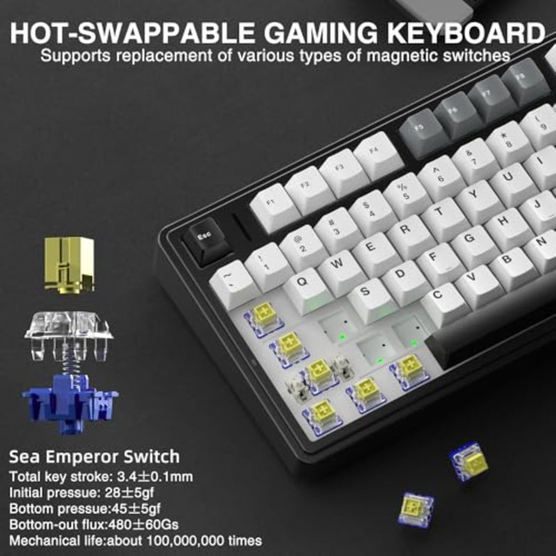 Aula F75 HE Wireless Gaming Keyboard Hall Effect Magnetic Switch For PC and Laptop RGB Backlit 75 Compact Layout Detachable USB-C Cable Hot-Swappable Aluminum Top Plate Black - Image 5