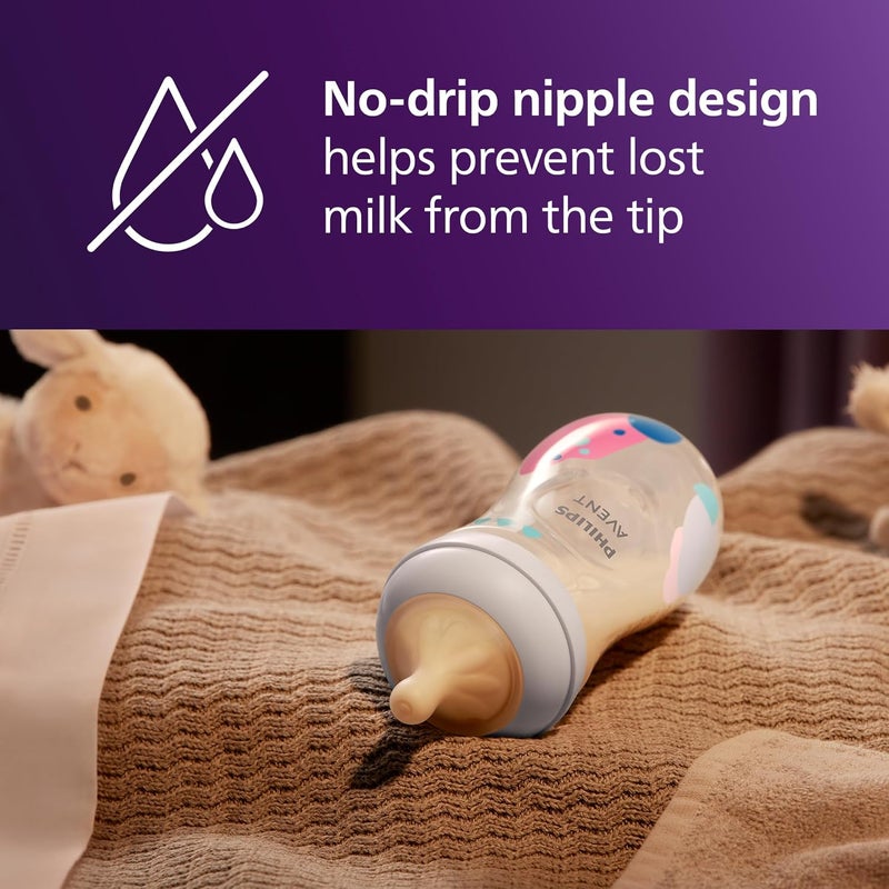 Avent Philips Avent PPSU Natural Baby Bottles with Medium Flow Nipples Flow 3 9oz with Decoration 2Pack SCY94302 - Image 5